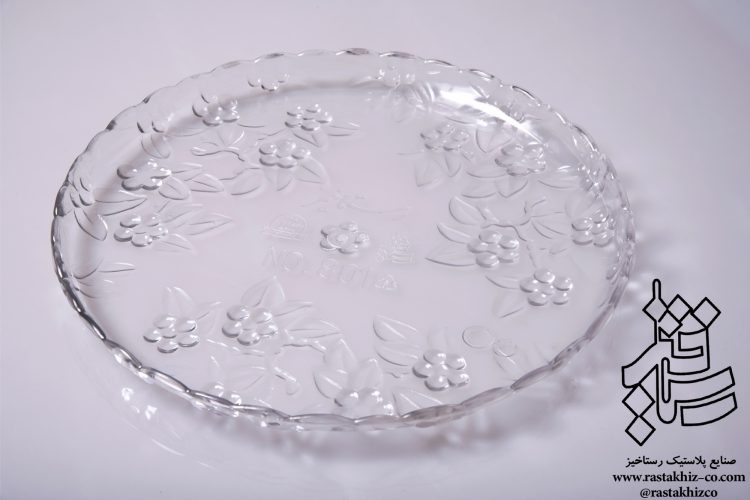 بشقاب گرد کریستال گلدار
