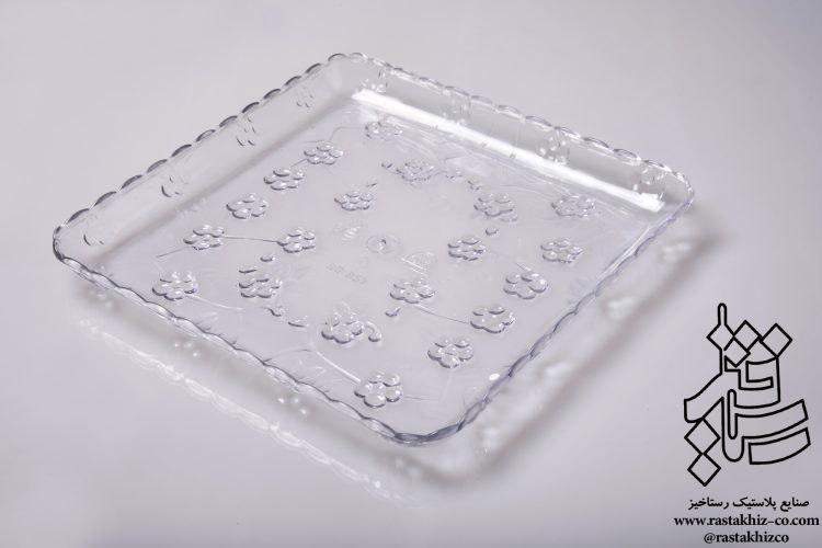 بشقاب مربع کریستال گلدار