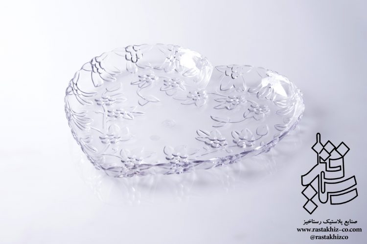 بشقاب قلبی گلدار کریستال